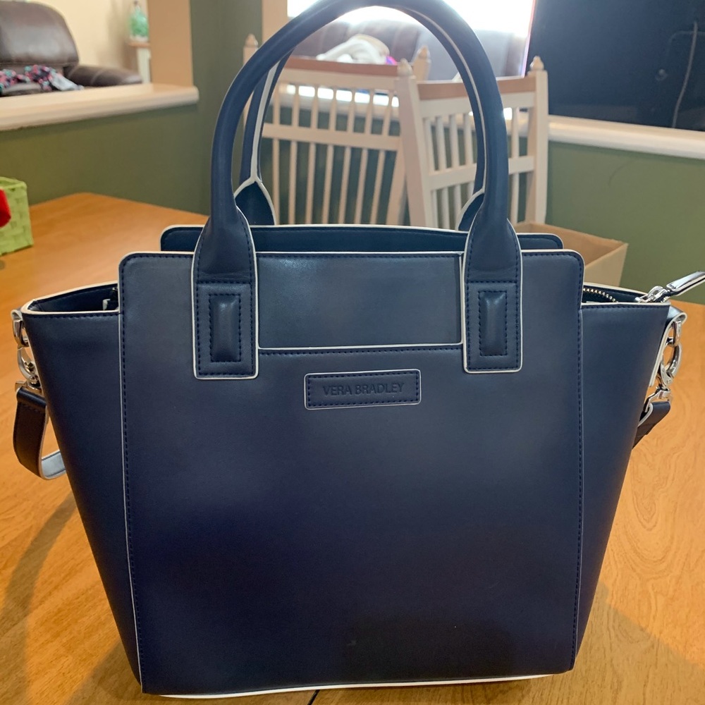 Vera Bradley Navy Faux Leather Bag Crossbody Strap